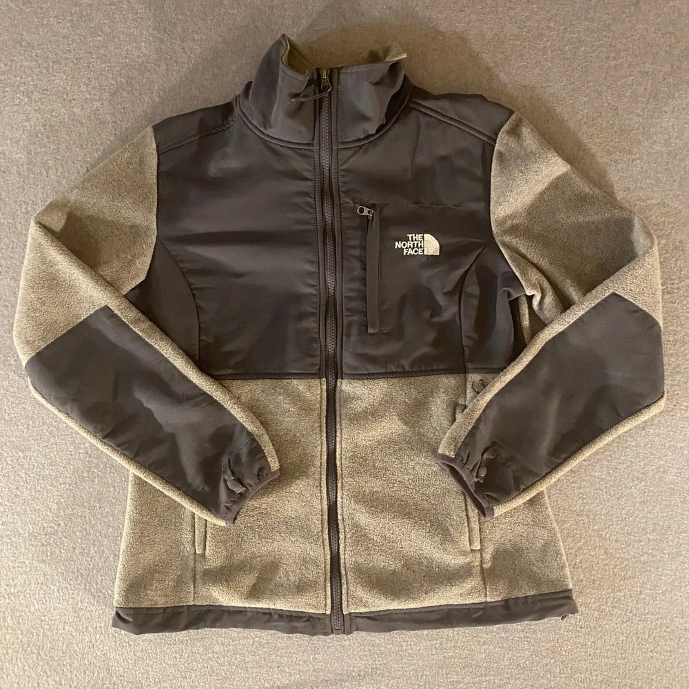 The North Face Gray Fleece Full Zip Jacket Mens Medium Gray Two Tone